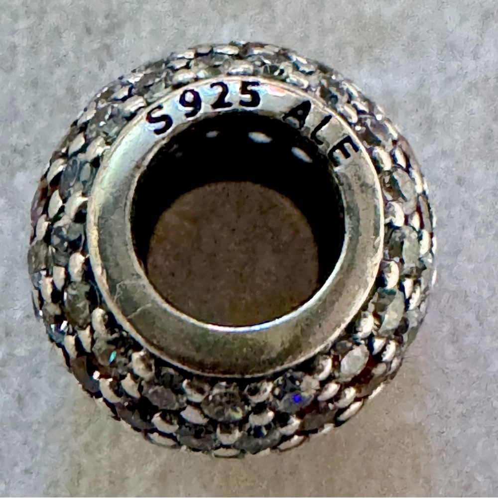 Authentic Pandora Retired Pave ‘Shimmering Flower’ S925 Ale Charm - Picture 10 of 11